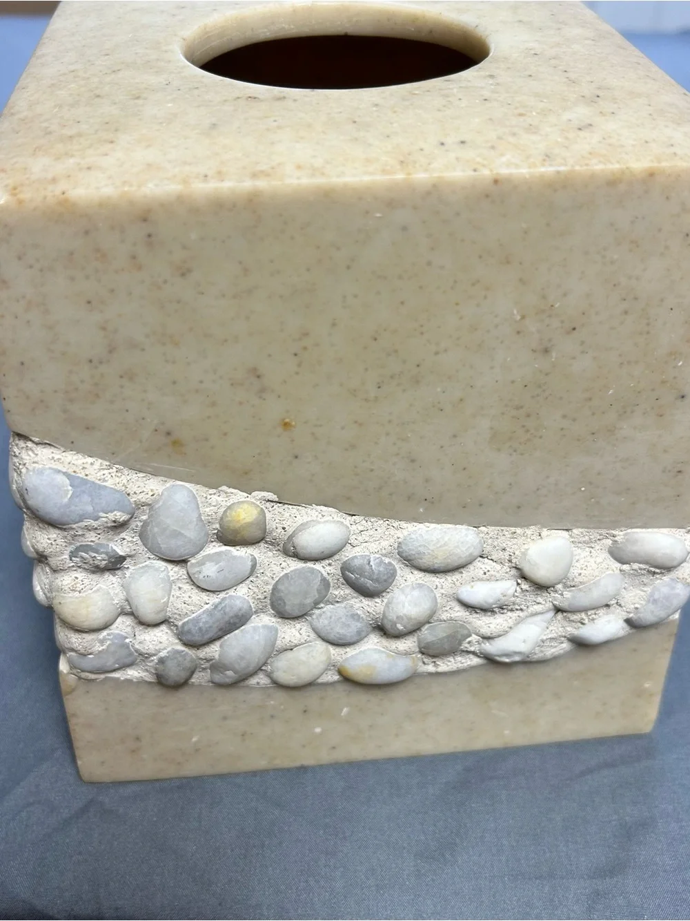Veratex Really Stone Beige Square Tissue Box Cover Heavy Natural Bathroom Decor